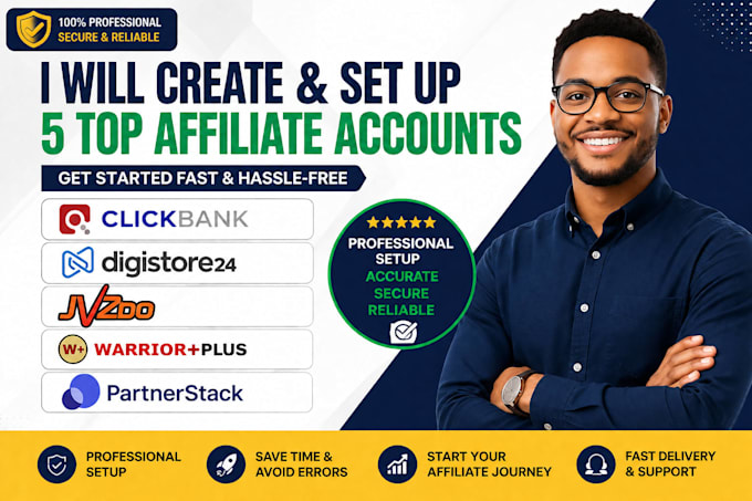 create and setup clickbank digistore24 jvzoo warriorplus amazon accounts