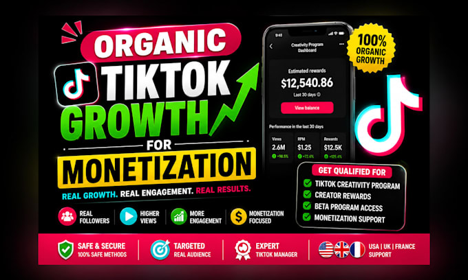 grow your tiktok organically and help with tiktok monetization