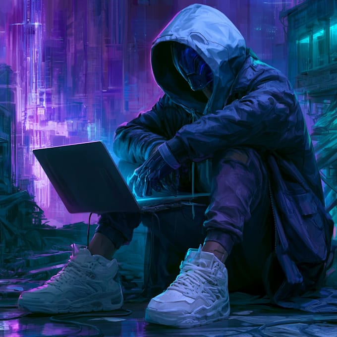 cyberpunk hacker character art