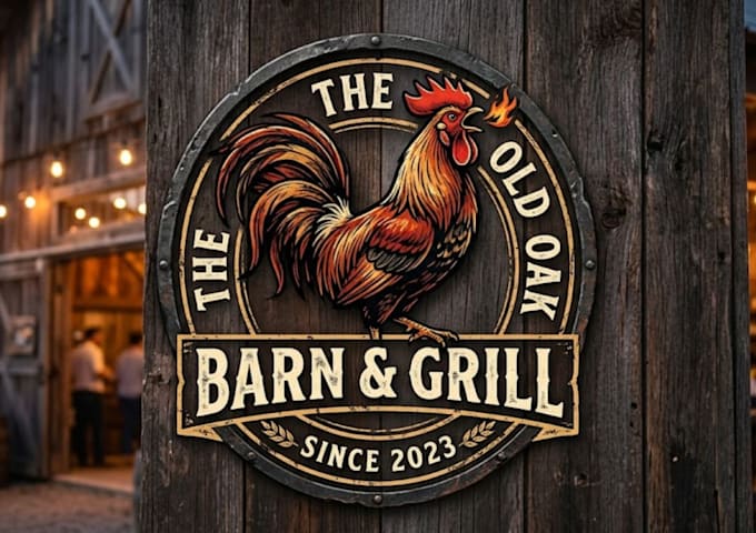 do rooster logo for your barn and grill