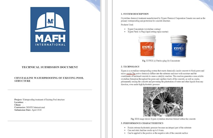 prepare waterproofing method statements, boq, and technical proposals
