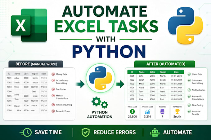 automate excel reports, data cleaning, and processing