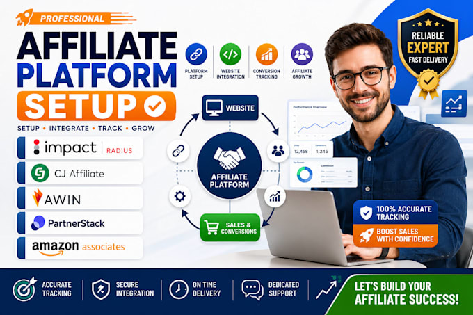 setup impact radius cj affiliate awin partnerstack and amazon associates