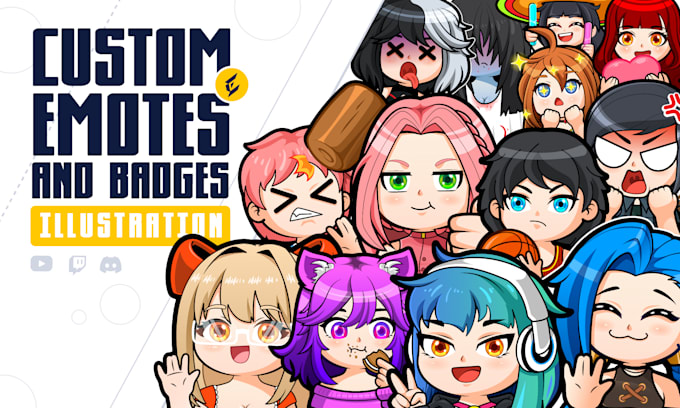 design custom chibi twitch or kick emotes and sub badges