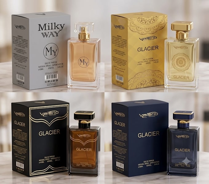 design premium perfume box and label design