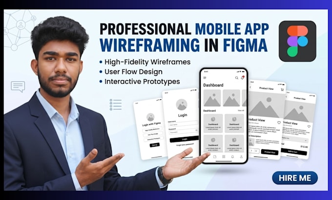 do mobile app wireframing and UX UI design in figma