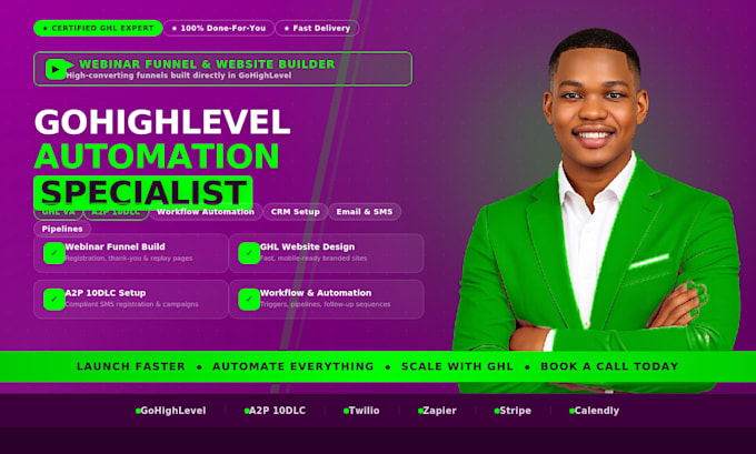 do gohighlevel automation webinar funnel website ghl virtual asistant a2p 10dlc