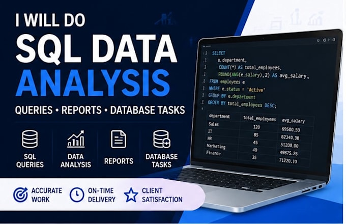 do sql data analysis, database queries, reports and insights