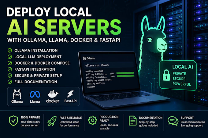 deploy secure local ai servers, with ollama, llama, docker