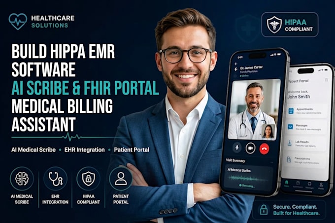 build hippa emr software ai scribe fhir patient portal medical billing assistant