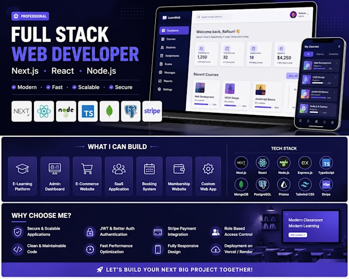 build full stack web application using nextjs and nodejs