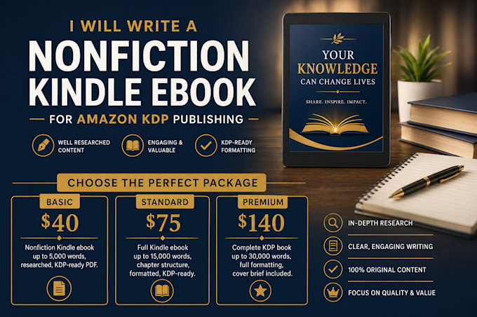 write a nonfiction kindle ebook for amazon KDP publishing