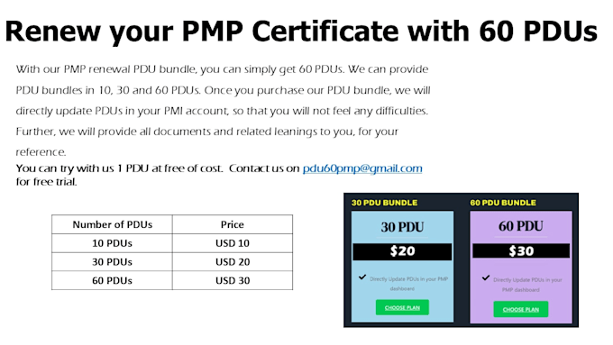 provide pdus for pmp certification renewal