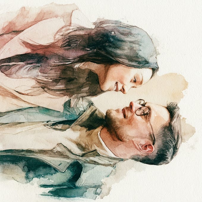 create amazing watercolor couple portrait