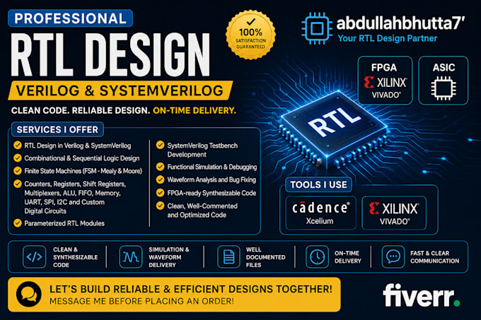 do rtl design in verilog or systemverilog for you requriment