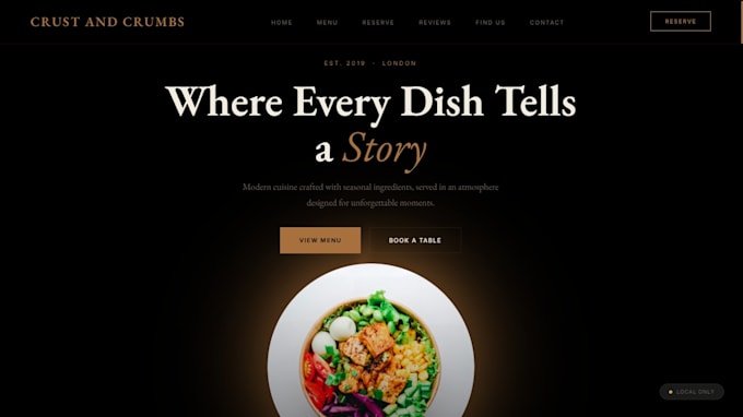 design website with editable themes and live menu