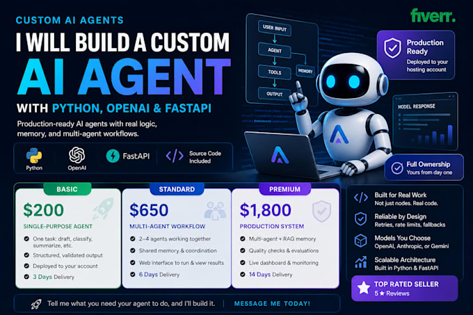 build a custom ai agent using python, openai, and fastapi
