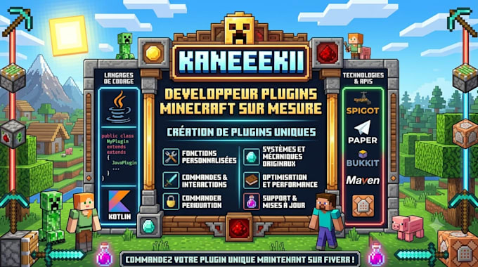 develop a custom minecraft plugin for spigot, paper, or bukkit