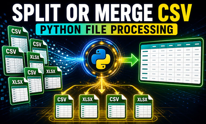 split or merge large CSV and excel files with python