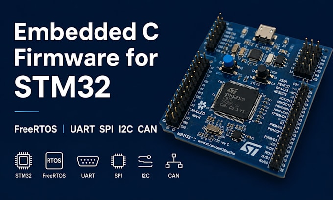 develop embedded c firmware for stm32 microcontrollers with freertos