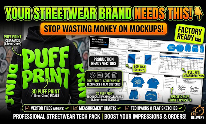 design a custom tech pack for factory ready manufacturing