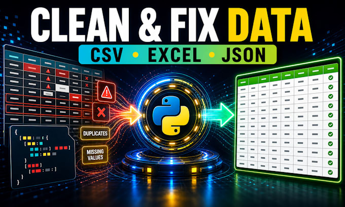 clean, fix and validate CSV, excel or json data with python