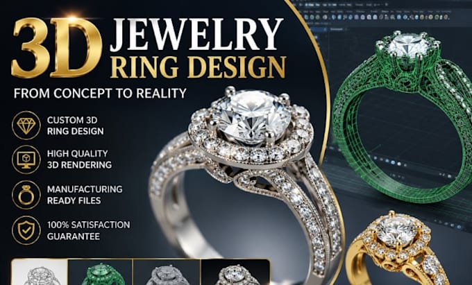 design stunning 3d jewelry ring models for manufacturing and rendering