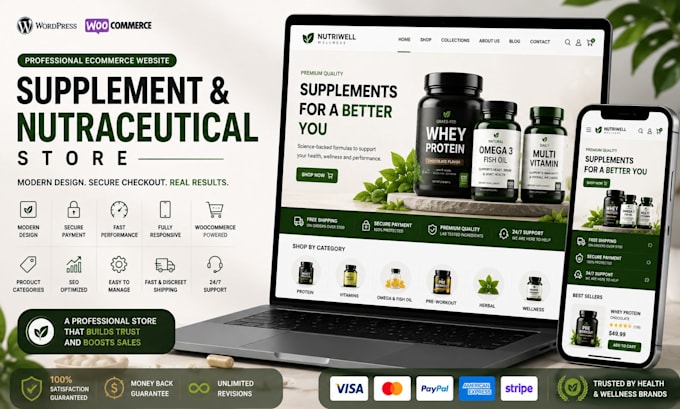 build professional supplement and nutraceutical ecommerce website