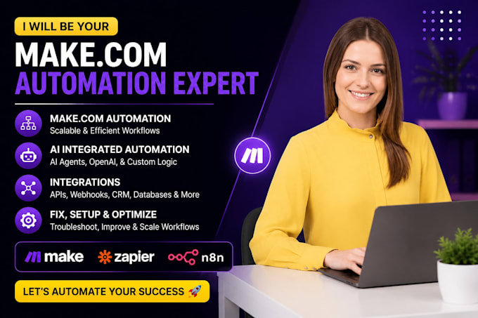 be your make com zapier n8n ai automation expert fix workflow integromat API