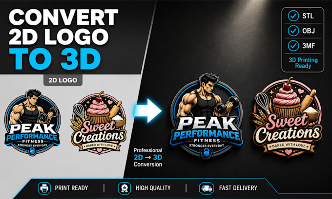 convert 2d logo to 3d stl obj 3mf for 3d printing