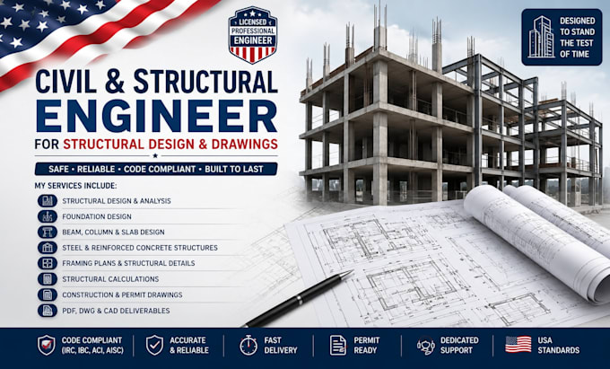 be your civil and structural engineer for structural design and drawings