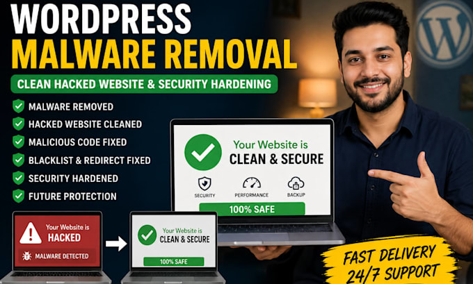 remove wordpress malware, clean hacked website and secure your website