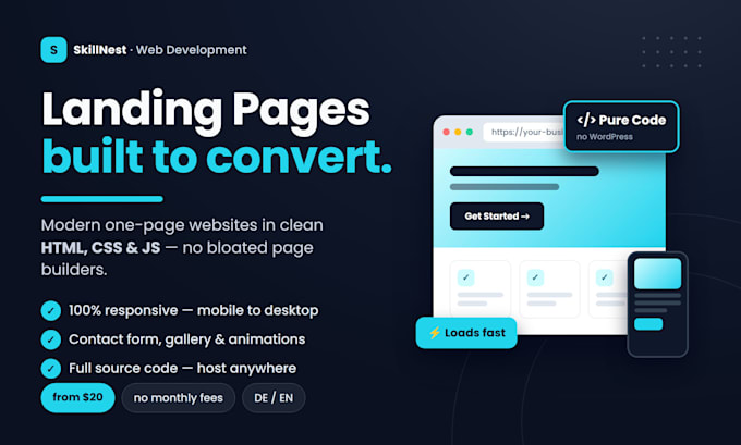 build a responsive HTML landing page or one page website