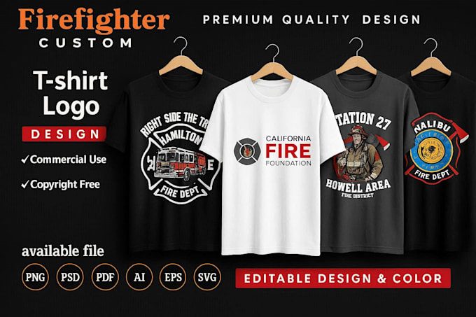 do custom firefighter t shirt design