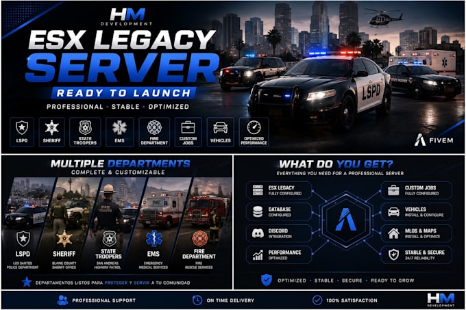 build your professional esx fivem server ready to launch