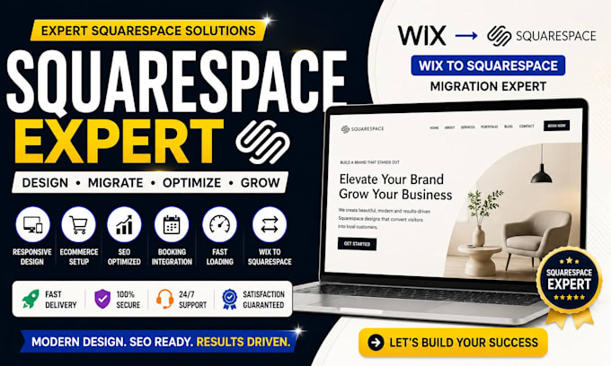 build squarespace website migrate wix to squarespace with SEO setup