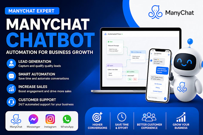 create manychat ai chatbot for lead generation sales customer support