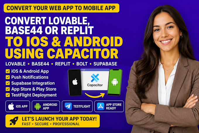 convert lovable base44 replit web app to ios and android using capacitor ios app