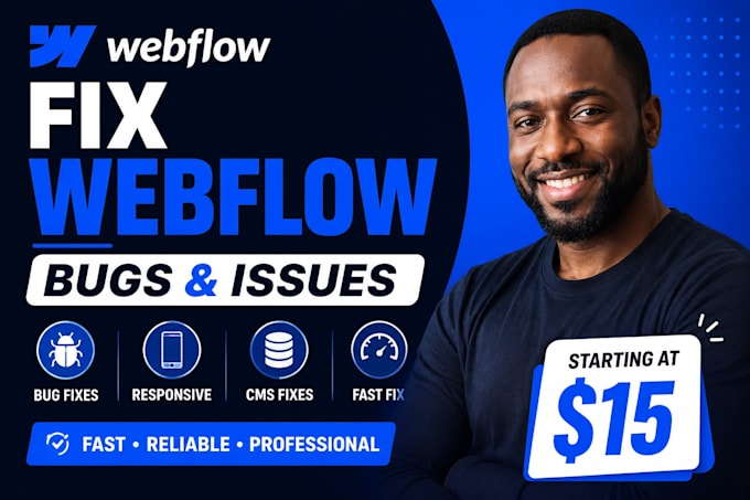 fix webflow bugs, webflow cms, responsive and webflow issues, webflow website