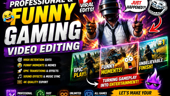 edit professional and funny gaming video editing for youtube