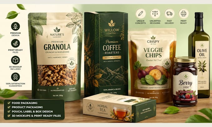 design product packaging, food packaging and label design