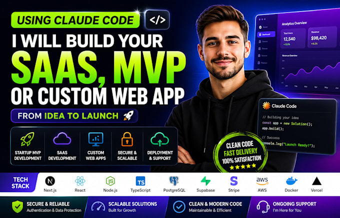 build your saas, mvp, or custom web app using claude code