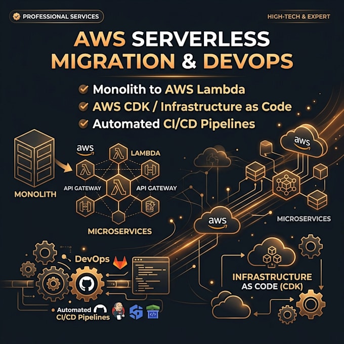 do AWS serverless migration and devops architecture