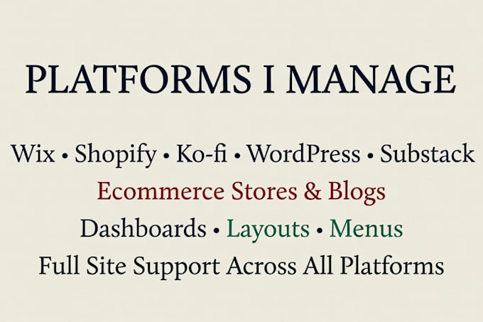 wix, shopify and website management assistant