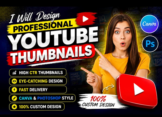 design professional eye catching youtube thumbnails