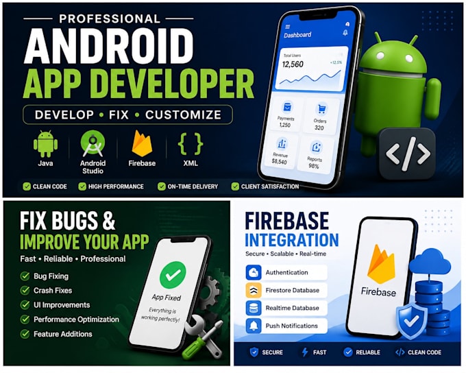 fix android app bugs, add features, and integrate firebase