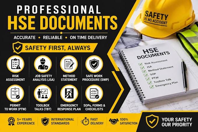 prepare professional risk assessment,jsa,method statement and hse documents