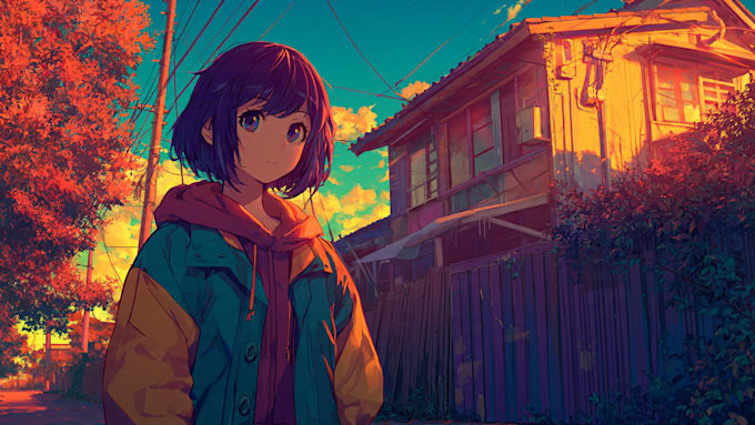 draw original character and anime background