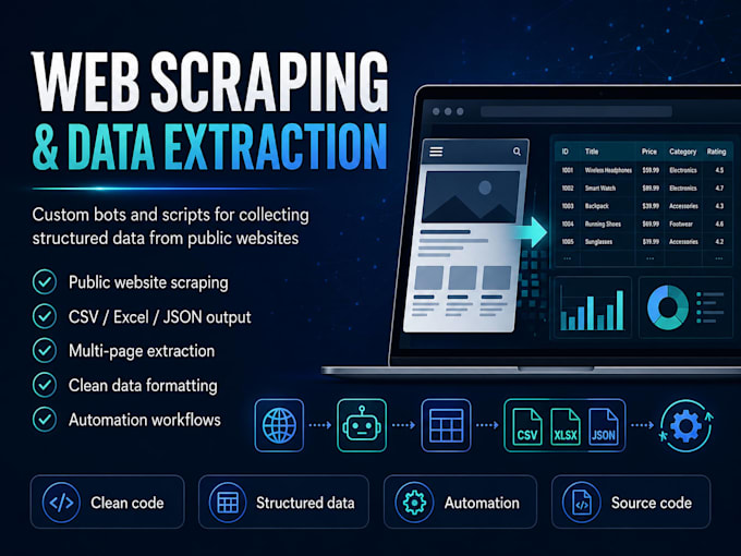 build a web scraping bot and data extraction script