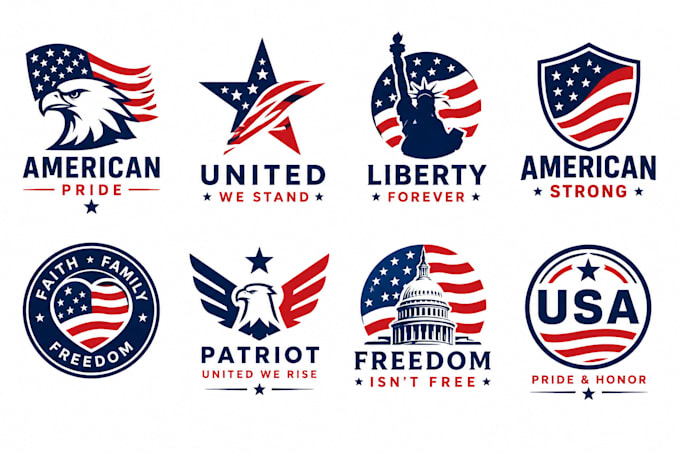 design usa flag, american, patriotic logo